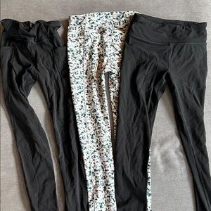 Athleta Black and Patterned Leggings Trio